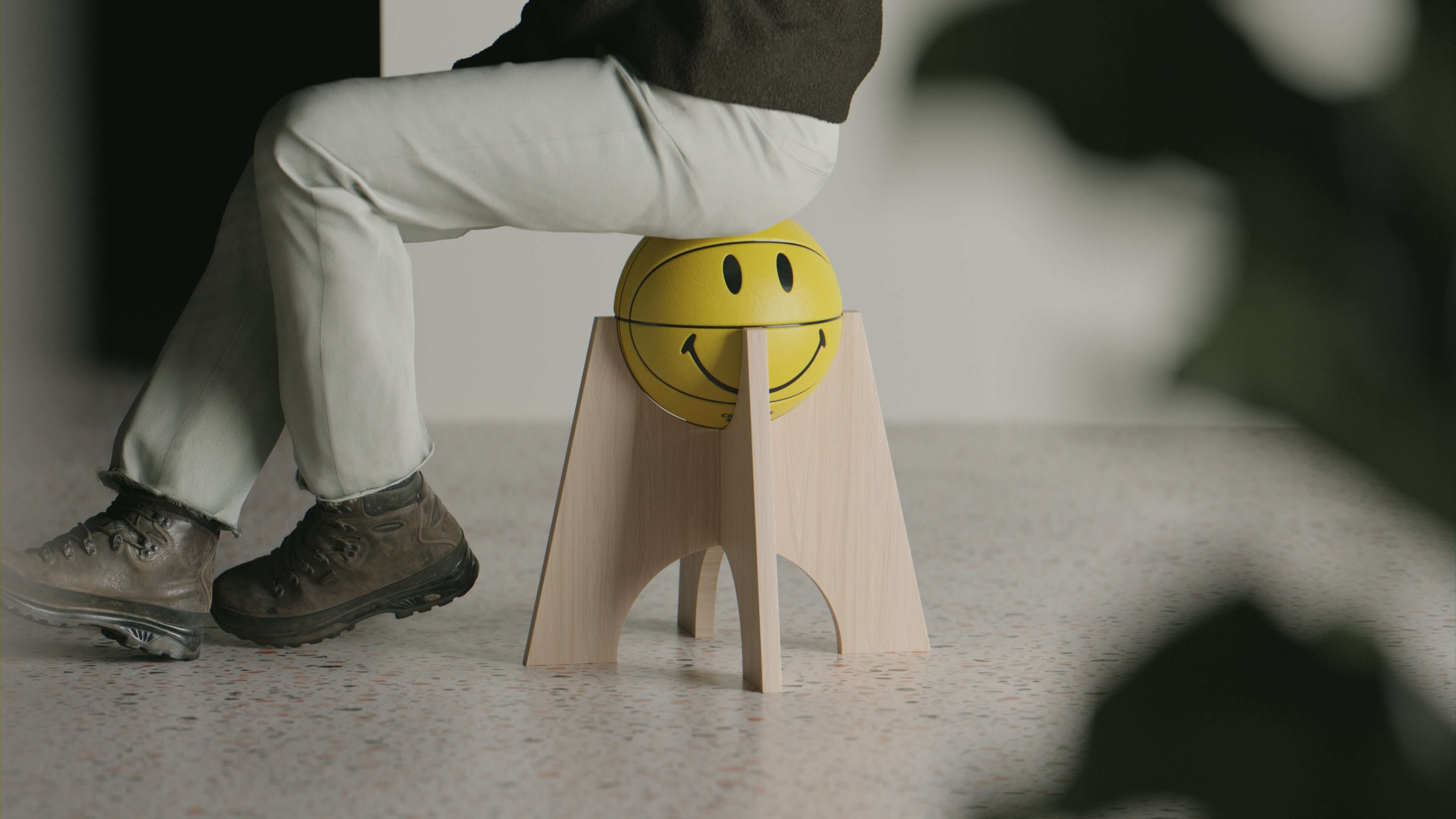 Yellow basket ball stool